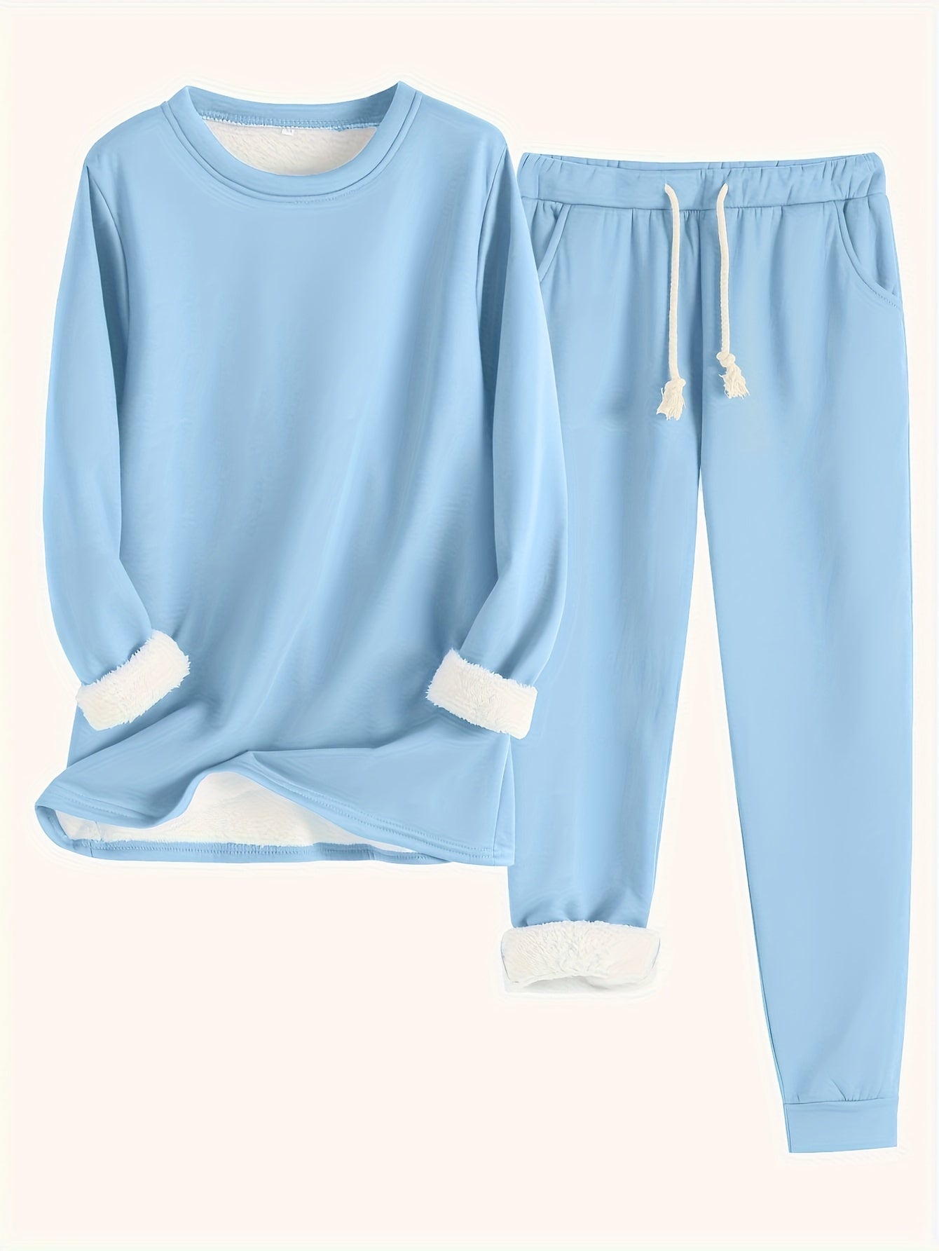 Jocelynn | Damen Loungewear Set mit Fleece-Futter – Weiches Sweatshirt & Jogginghose mit Kordelzug für Gemütliche Tage