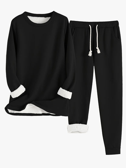 Jocelynn | Damen Loungewear Set mit Fleece-Futter – Weiches Sweatshirt & Jogginghose mit Kordelzug für Gemütliche Tage