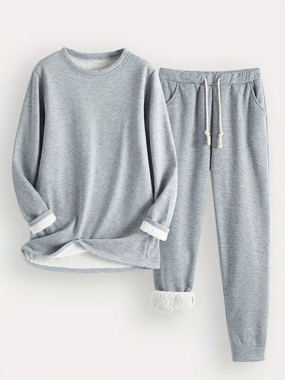 Jocelynn | Damen Loungewear Set mit Fleece-Futter – Weiches Sweatshirt & Jogginghose mit Kordelzug für Gemütliche Tage