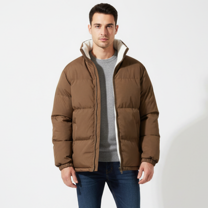 Timo | Herren Stehkragen Winterjacke mit Fleecefutter & Reißverschluss – Gepolsterte Pufferjacke für kalte Tage