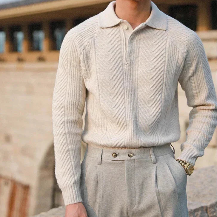 Eleganter Kaschmir Herren Strickpullover mit Polokragen – Luxuriös, Warm & Zeitlos