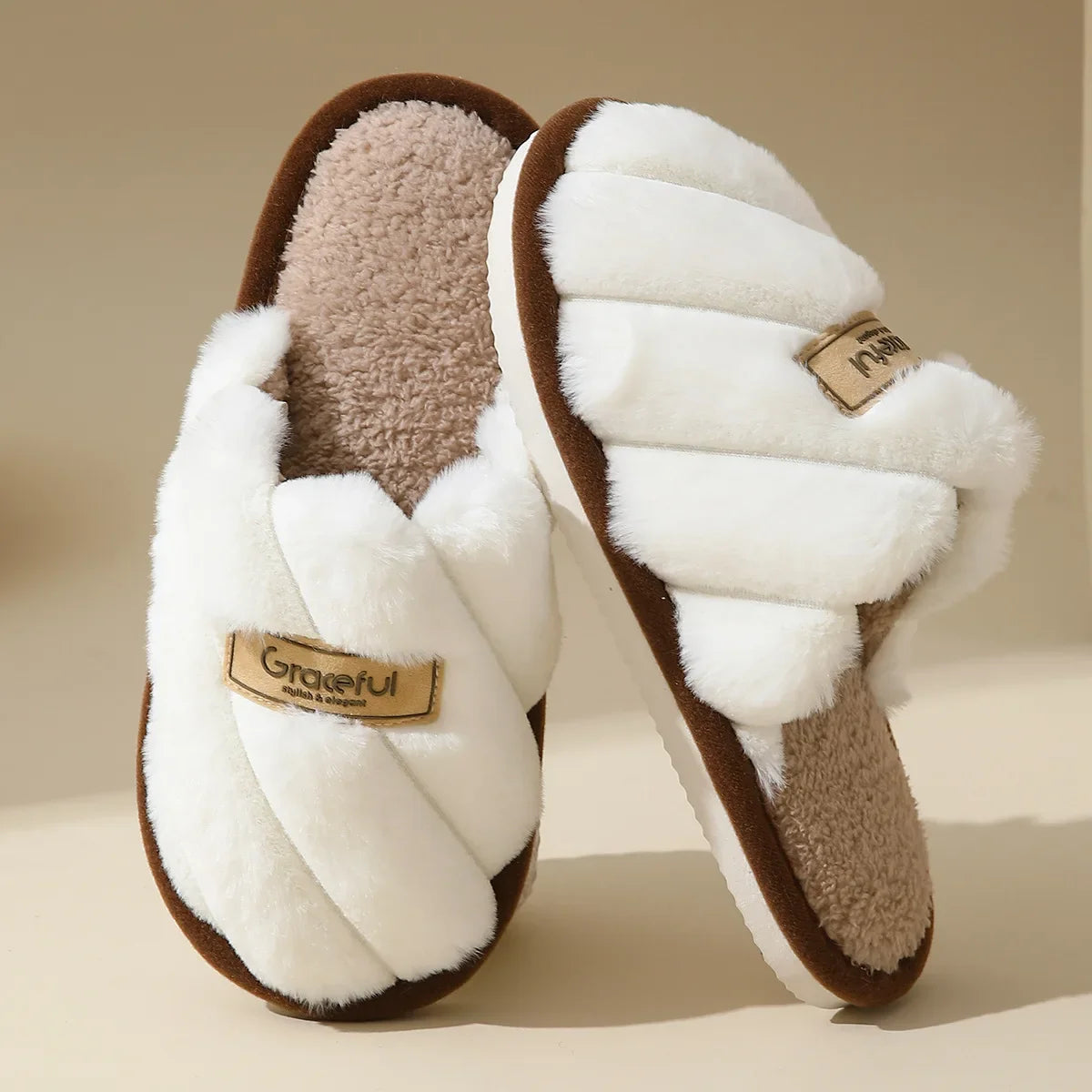 Serafielle | Damen Plush Slide Hausschuhe mit weicher Polsterung & Indoor Komfort