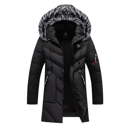 Ethan | Winterjacke Herren – Langer Steppmantel mit Kapuze & Warmem Fleecefutter