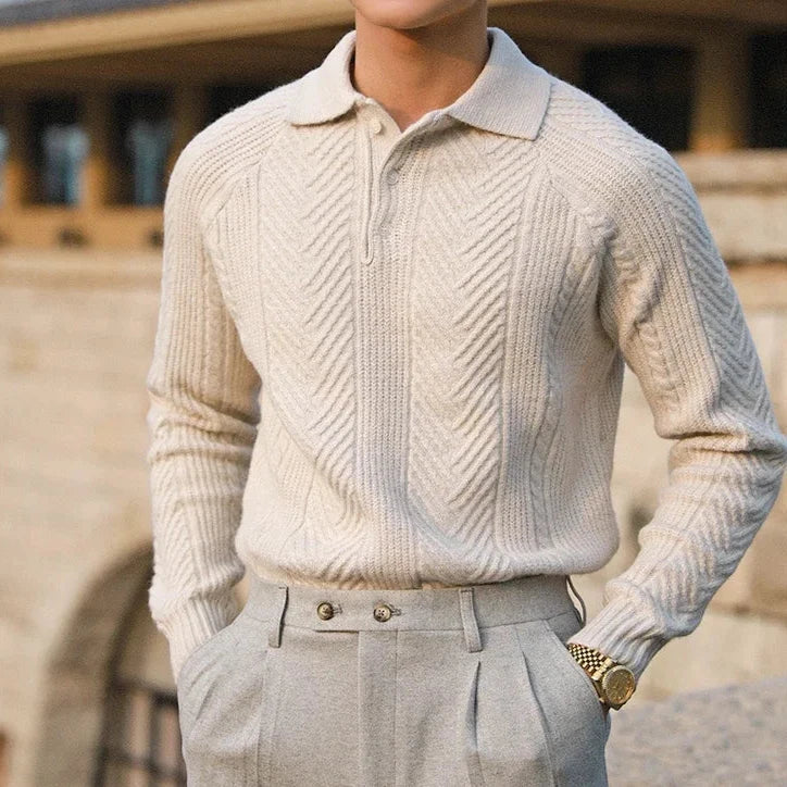 Eleganter Kaschmir Herren Strickpullover mit Polokragen – Luxuriös, Warm & Zeitlos