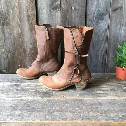 Leder Damenstiefel mit Reißverschluss | Stilvoller Komfort für Herbst & Winter
