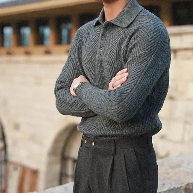 Eleganter Kaschmir Herren Strickpullover mit Polokragen – Luxuriös, Warm & Zeitlos