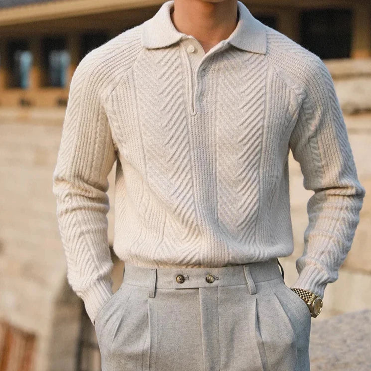 Eleganter Kaschmir Herren Strickpullover mit Polokragen – Luxuriös, Warm & Zeitlos