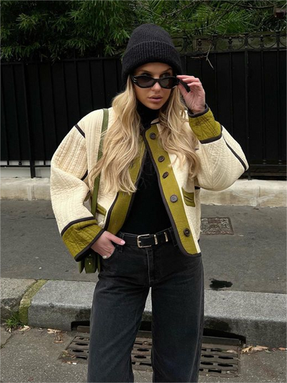 Zavrina | Damen Übergangsjacke Loose Fit, Bequeme Herbst Jacke mit Knöpfen