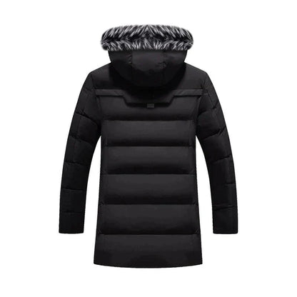 Ethan | Winterjacke Herren – Langer Steppmantel mit Kapuze & Warmem Fleecefutter