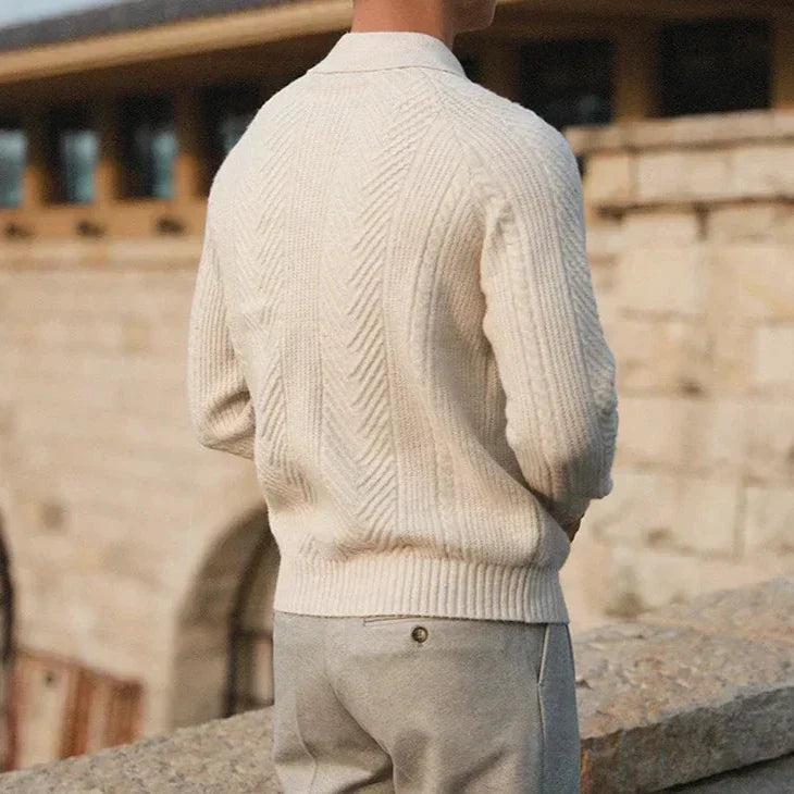 Eleganter Kaschmir Herren Strickpullover mit Polokragen – Luxuriös, Warm & Zeitlos