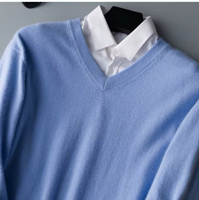 Eleganter Herren Cashmere-Pullover mit V-Ausschnitt – Luxuriös, Warm & Zeitlos Stilvoll