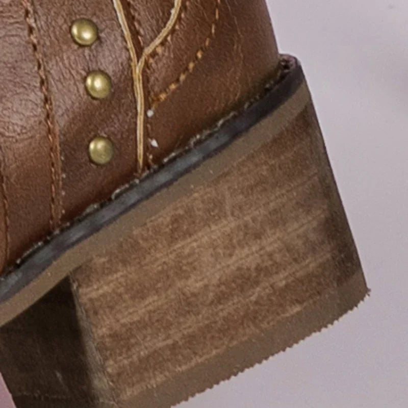 Jinky | Klassische Cowboystiefel für Damen – Bestickt, Robuste Sohle & Blockabsatz