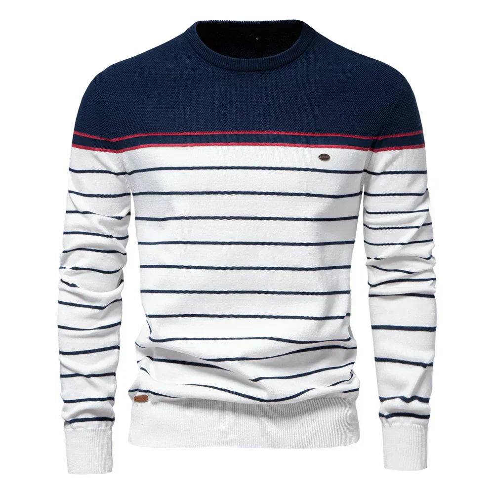 Maritimer Herrenpullover mit Streifenmuster | Klassisch & bequem für Alltag & Freizeit