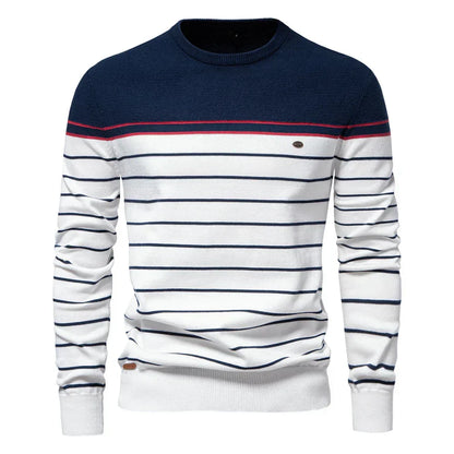 Maritimer Herrenpullover mit Streifenmuster | Klassisch & bequem für Alltag & Freizeit