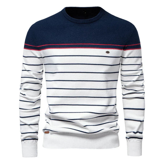 Maritimer Herrenpullover mit Streifenmuster | Klassisch & bequem für Alltag & Freizeit