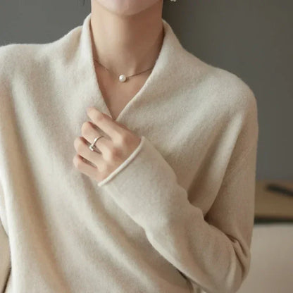 Eleganter Damen Kaschmir-Wickelpullover – Luxuriös, Weich & Stilvoll