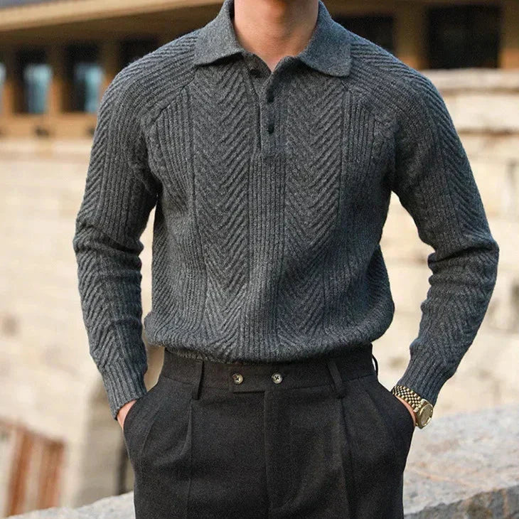 Eleganter Kaschmir Herren Strickpullover mit Polokragen – Luxuriös, Warm & Zeitlos