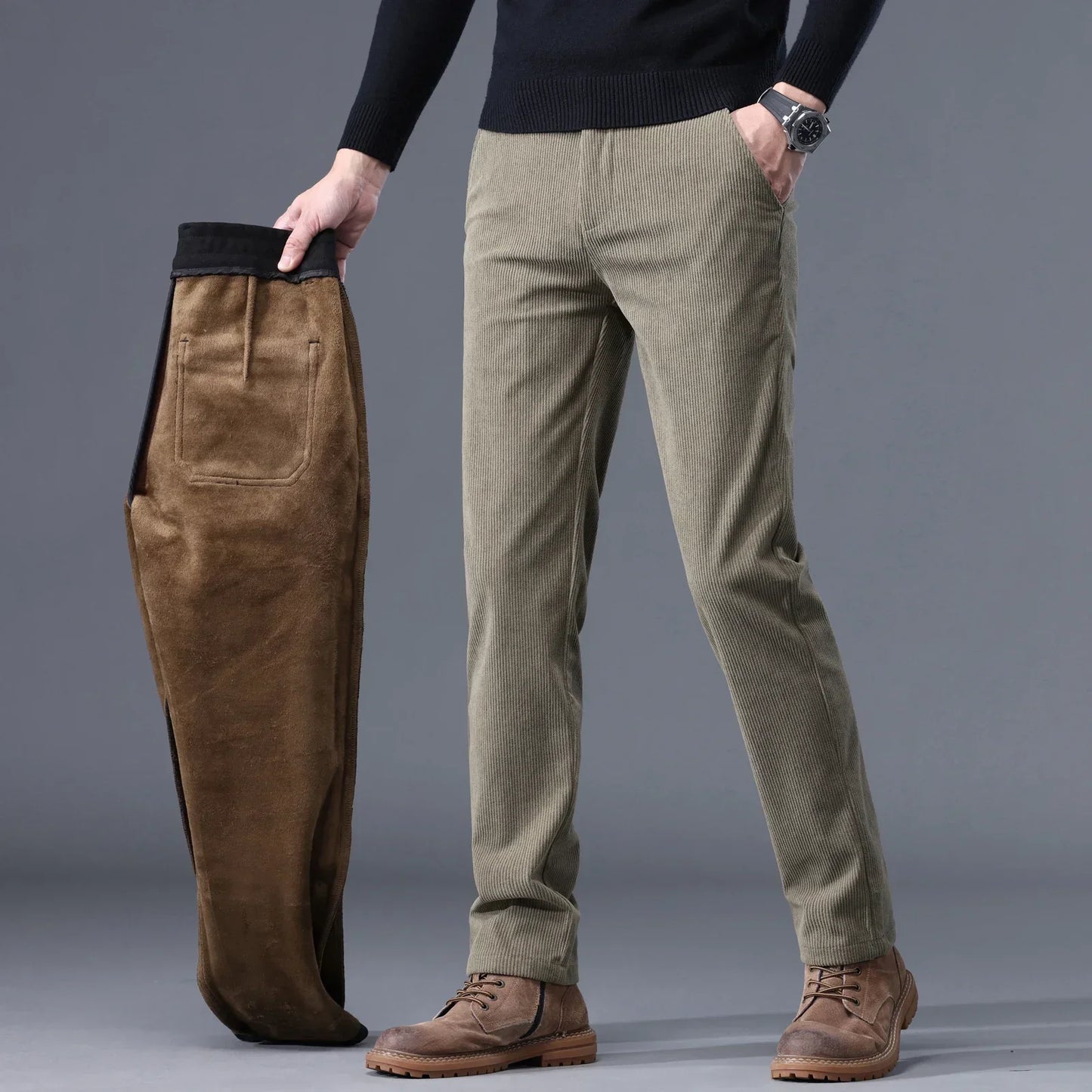 Elmsley | Herren Cordhose mit Fleecefutter Slim Straight Fit, Warm & Elegant
