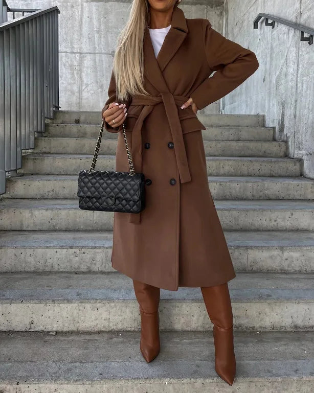 Klassischer Taillierter Damen Mantel mit Bindegürtel – Eleganz & Figurbetonung