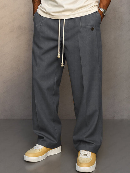 Herrenweite Stoffhose mit Kordelzug | Stylische Übergangshose für Alltag & Smart-Casual