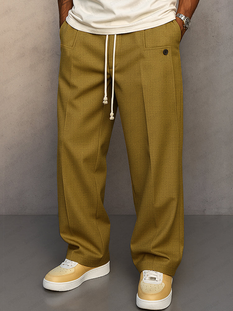 Herrenweite Stoffhose mit Kordelzug | Stylische Übergangshose für Alltag & Smart-Casual