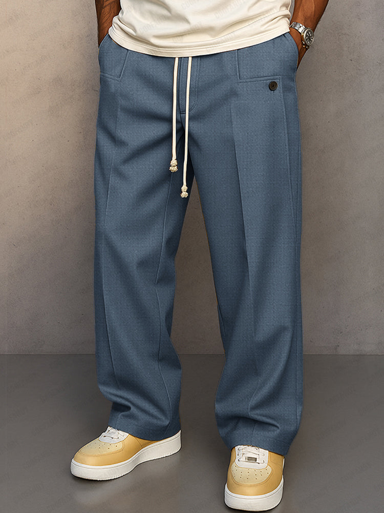 Herrenweite Stoffhose mit Kordelzug | Stylische Übergangshose für Alltag & Smart-Casual