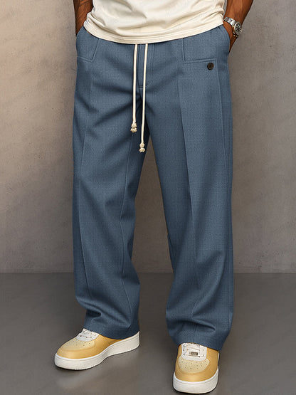 Herrenweite Stoffhose mit Kordelzug | Stylische Übergangshose für Alltag & Smart-Casual
