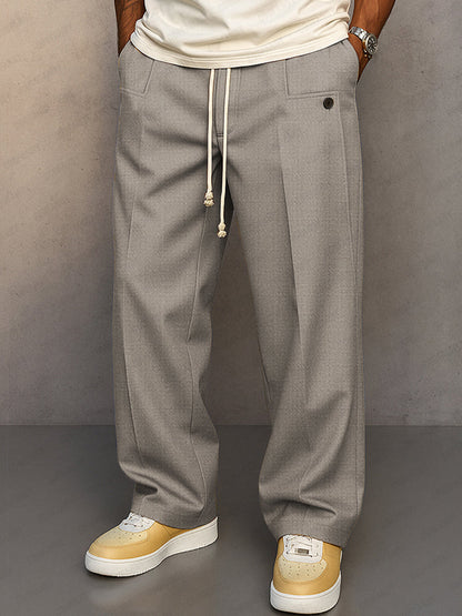 Herrenweite Stoffhose mit Kordelzug | Stylische Übergangshose für Alltag & Smart-Casual