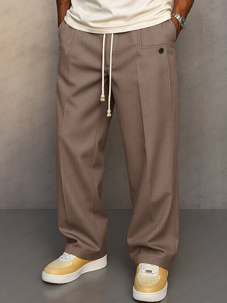 Herrenweite Stoffhose mit Kordelzug | Stylische Übergangshose für Alltag & Smart-Casual