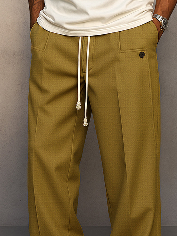 Herrenweite Stoffhose mit Kordelzug | Stylische Übergangshose für Alltag & Smart-Casual