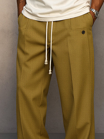Herrenweite Stoffhose mit Kordelzug | Stylische Übergangshose für Alltag & Smart-Casual