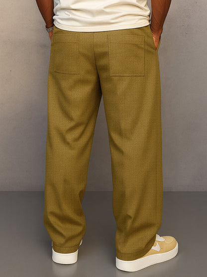 Herrenweite Stoffhose mit Kordelzug | Stylische Übergangshose für Alltag & Smart-Casual