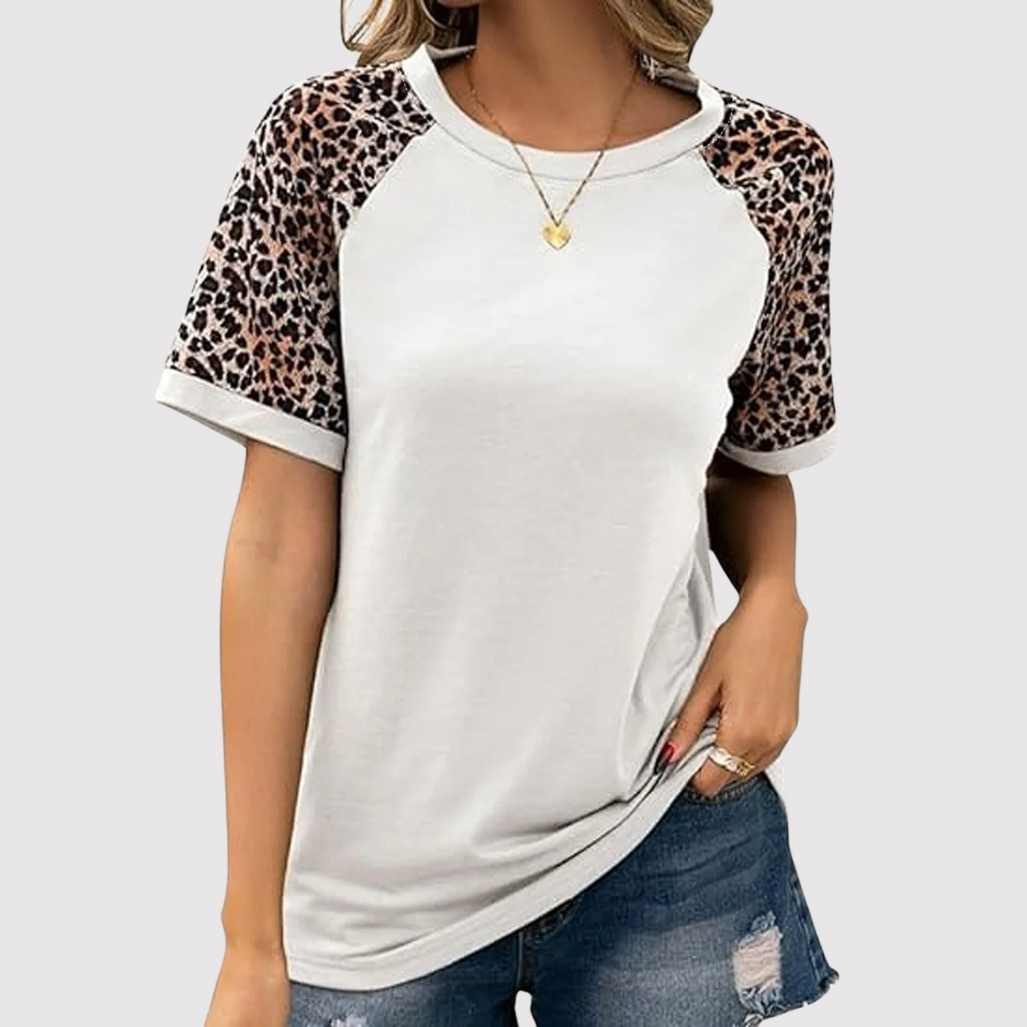 Bambini | Rundhals-Shirt mit Leoparden-Print | Stylishes Damen-T-Shirt