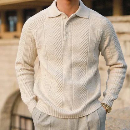 Eleganter Kaschmir Herren Strickpullover mit Polokragen – Luxuriös, Warm & Zeitlos