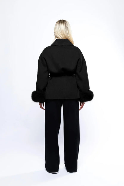 Wickelmantel Damen | Luxuriöser Mantel mit Bindegürtel für stilvolle Eleganz