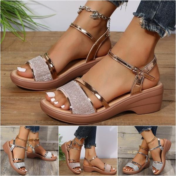 Alverna | Damen Plateau-Sandalen mit offenem Zehenbereich & verstellbarem Fersenriemen – Eleganter & bequemer Sommerschuh für Alltag & besondere Anlässe