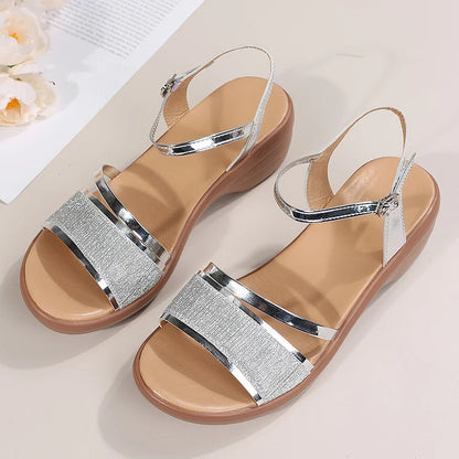 Alverna | Damen Plateau-Sandalen mit offenem Zehenbereich & verstellbarem Fersenriemen – Eleganter & bequemer Sommerschuh für Alltag & besondere Anlässe
