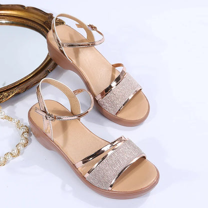 Alverna | Damen Plateau-Sandalen mit offenem Zehenbereich & verstellbarem Fersenriemen – Eleganter & bequemer Sommerschuh für Alltag & besondere Anlässe