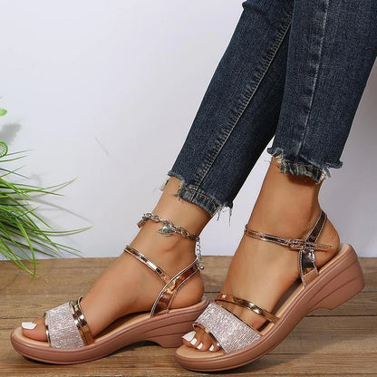 Alverna | Damen Plateau-Sandalen mit offenem Zehenbereich & verstellbarem Fersenriemen – Eleganter & bequemer Sommerschuh für Alltag & besondere Anlässe