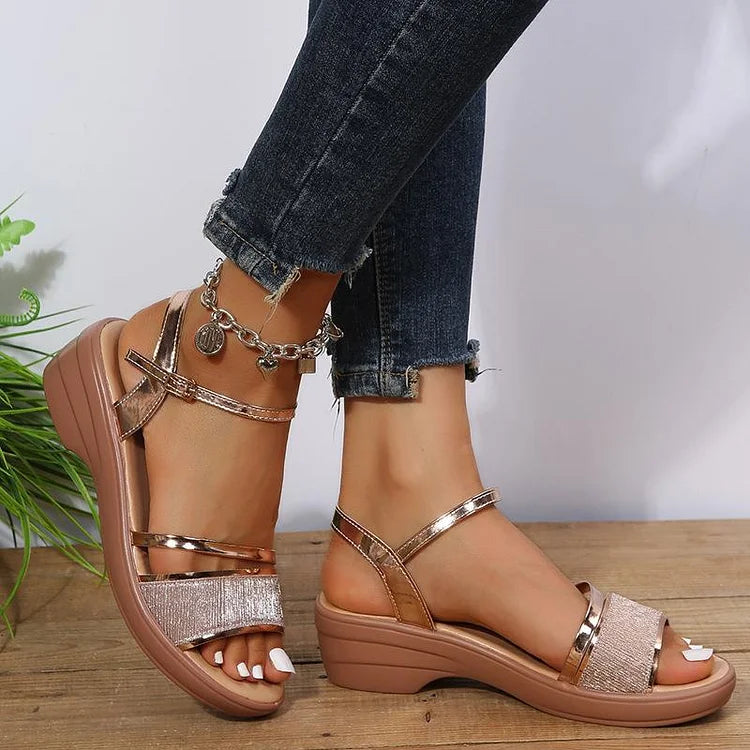 Alverna | Damen Plateau-Sandalen mit offenem Zehenbereich & verstellbarem Fersenriemen – Eleganter & bequemer Sommerschuh für Alltag & besondere Anlässe