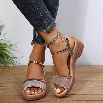 Alverna | Damen Plateau-Sandalen mit offenem Zehenbereich & verstellbarem Fersenriemen – Eleganter & bequemer Sommerschuh für Alltag & besondere Anlässe