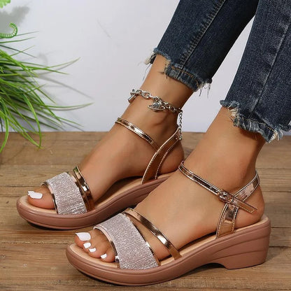 Alverna | Damen Plateau-Sandalen mit offenem Zehenbereich & verstellbarem Fersenriemen – Eleganter & bequemer Sommerschuh für Alltag & besondere Anlässe