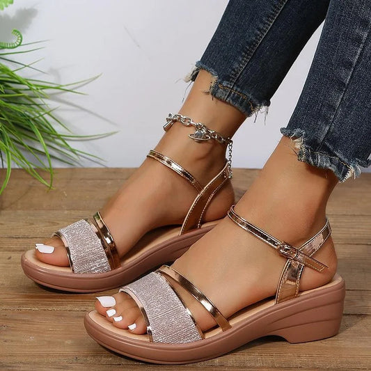 Alverna | Damen Plateau-Sandalen mit offenem Zehenbereich & verstellbarem Fersenriemen – Eleganter & bequemer Sommerschuh für Alltag & besondere Anlässe