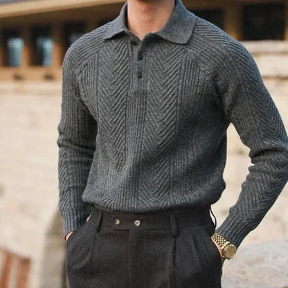 Eleganter Kaschmir Herren Strickpullover mit Polokragen – Luxuriös, Warm & Zeitlos