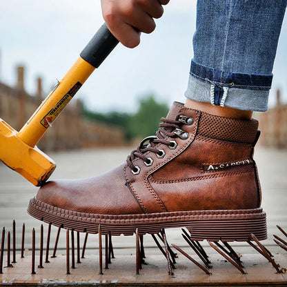 Kenwood | Herren Sicherheitsboots Wasserdicht mit Stahlkappe, Rutschfest & zum Schnüren in Braun