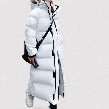 Damen Langer Schwarzer Wasserdichter Puffer Parka | Kapuze & Wärmende Isolierung