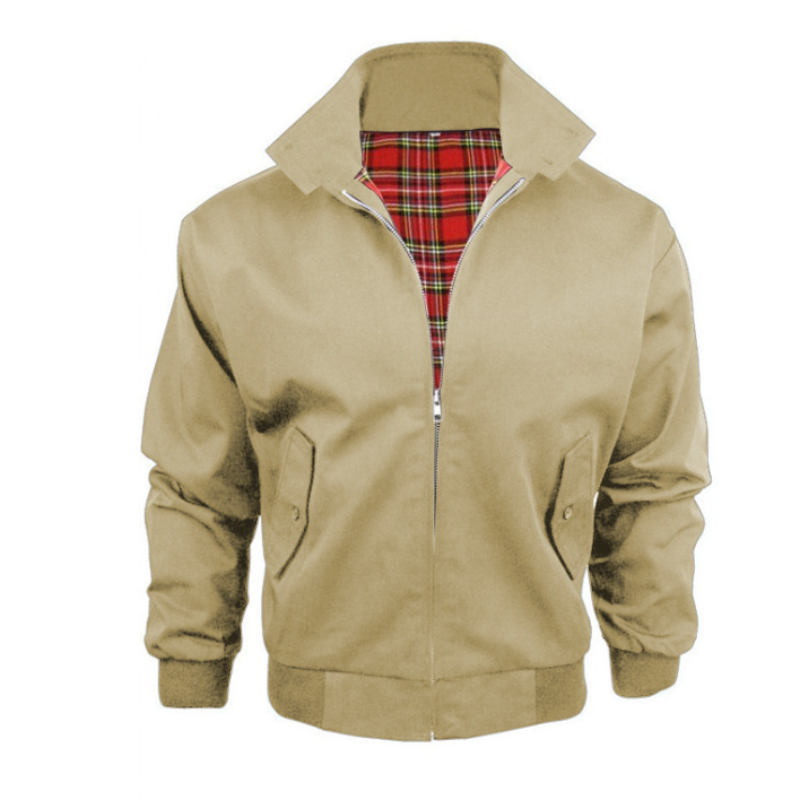 Bomberjacke Herren | Klassischer Stehkragen mit Karofutter für modernen Look