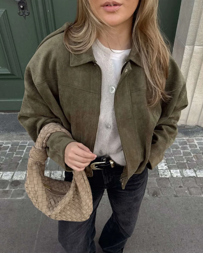 Oversized Velours Damenjacke | Luxuriöser Komfort & Lässiger Chic