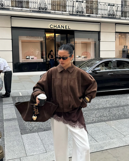 Oversized Velours Damenjacke | Luxuriöser Komfort & Lässiger Chic
