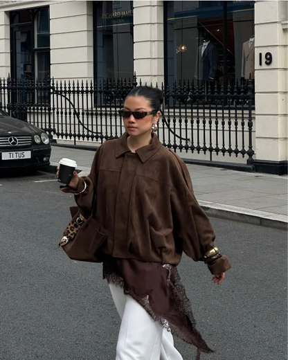 Oversized Velours Damenjacke | Luxuriöser Komfort & Lässiger Chic